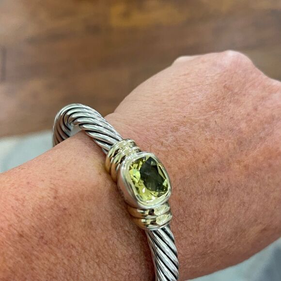 David Yurman Noblesse Blackened sterling silver, gold and prasiolite cuf… - Picture 5 of 8